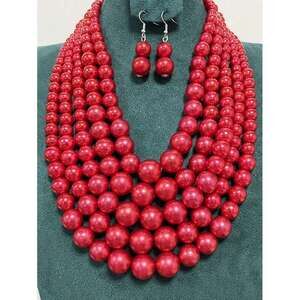 3 Pieces Colorful Imitation Pearl Necklace Earring Set Banquet Dress Y2K